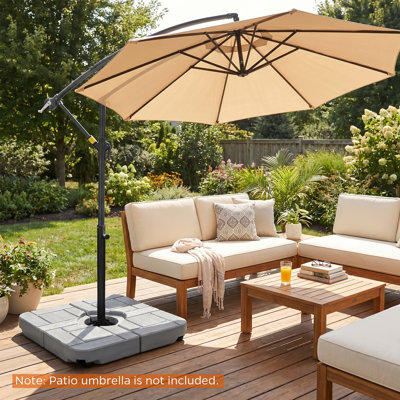Patio Umbrella Base For 9-10 FT Cantilever Umbrella,4-Piece,185Lb Capacity Outdoor Patio Umbrella Base Stand,Filled With Water Or Sand