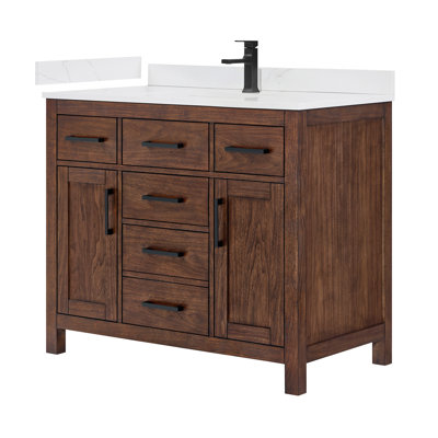 Beckett 42" Freestanding Single Bathroom Vanity with Quartz Top