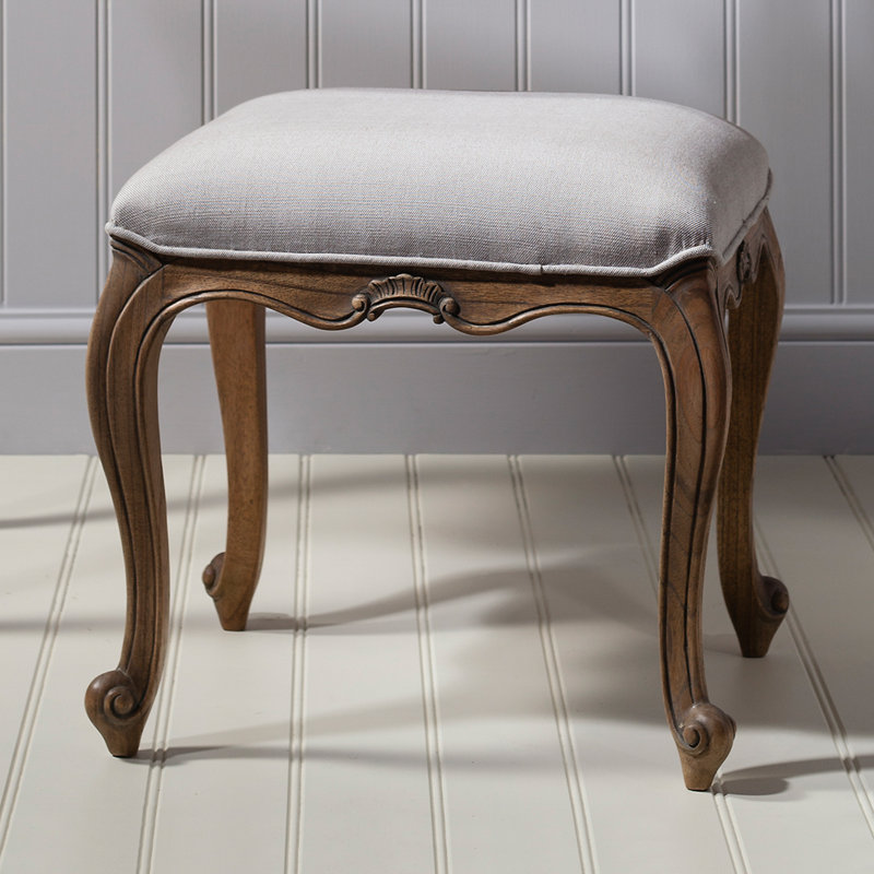Cecilia Solid Wood Accent Stool, Weathered
