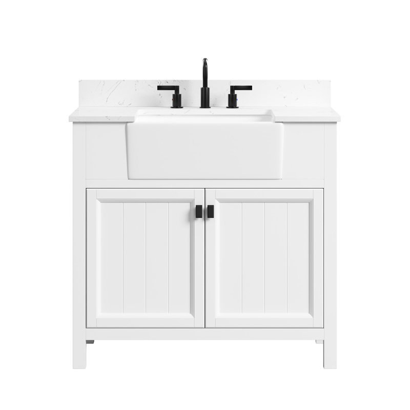 Adria 36'' Freestanding Single Bathroom Vanity with Engineered Stone Top
