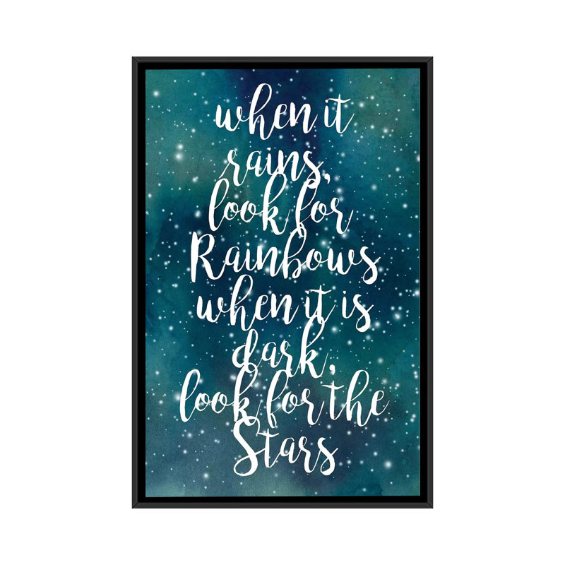 « galaxy quote i », art textuel sur toile, H 26 po x l 18 po x P 1,5 po, Toile avec cadre flottant noir, Pas de tapis