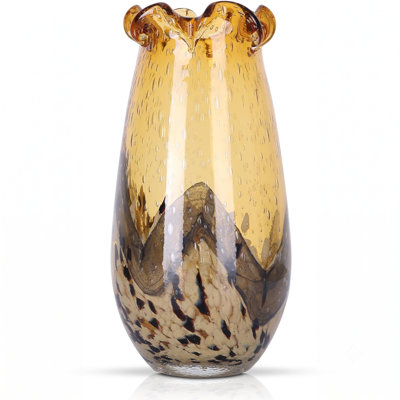 Glass Wavy Rim Drop Shaped Vase