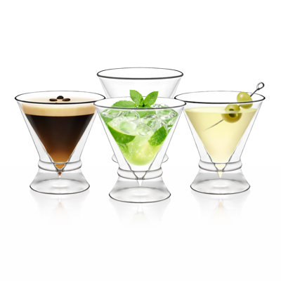 Double-Walled Stemless Martini Glasses 8oz