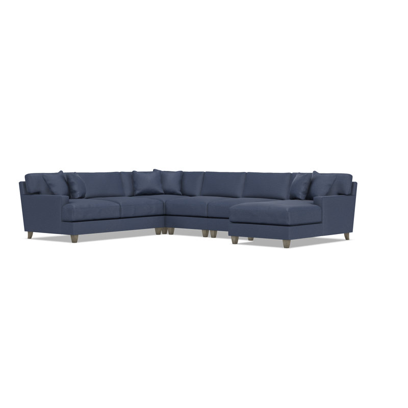 Mila 6-Piece Fabric Sectional, Right Hand Facing, 33.5" H x 137" W x 107" D, Blue Polyester