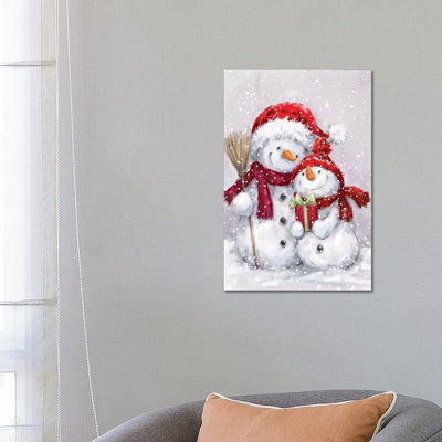 «Two Snowmen I» par Makiko - reproduction d'art sur toile tendue