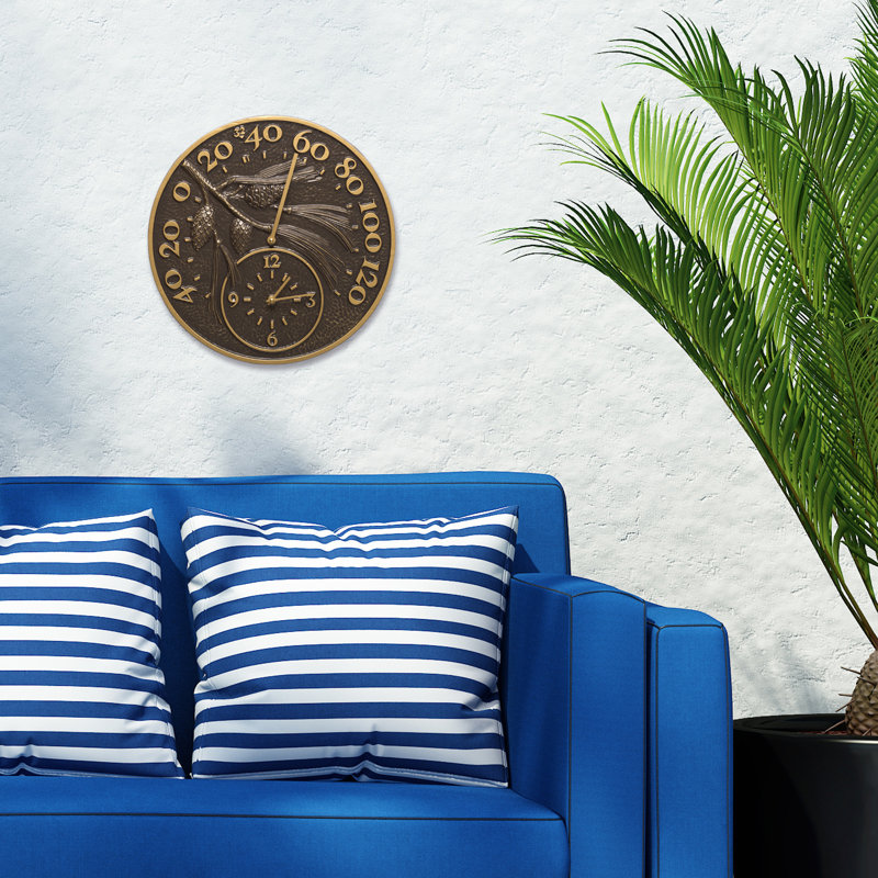 Metal Analog Wall Clock, French Bronze