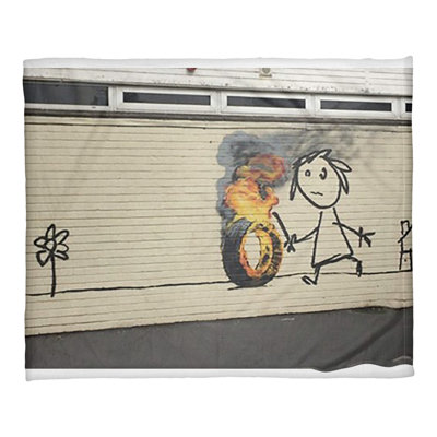 Banksy Sewn Throw Blanket