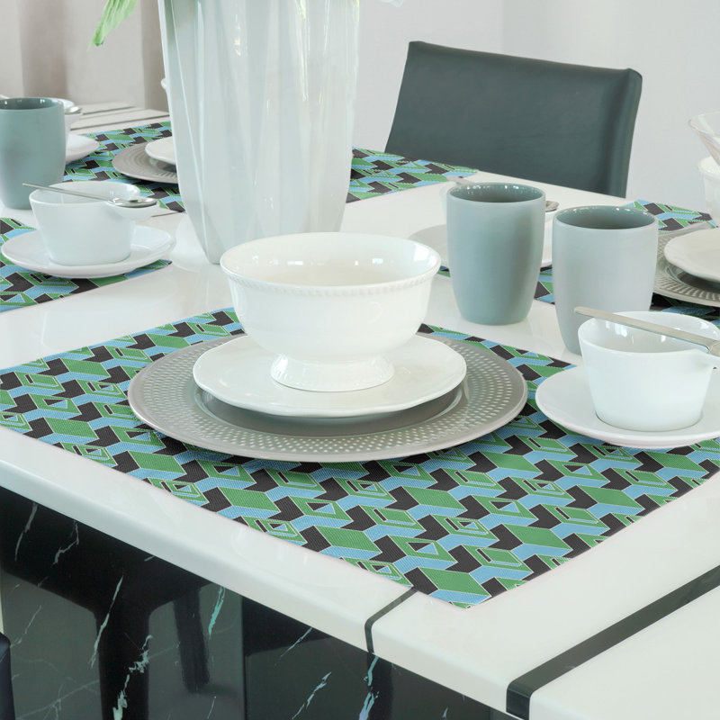 Napperon classique en coton 18 po Skyscraper, Vert / sarcelle / noir, polyester