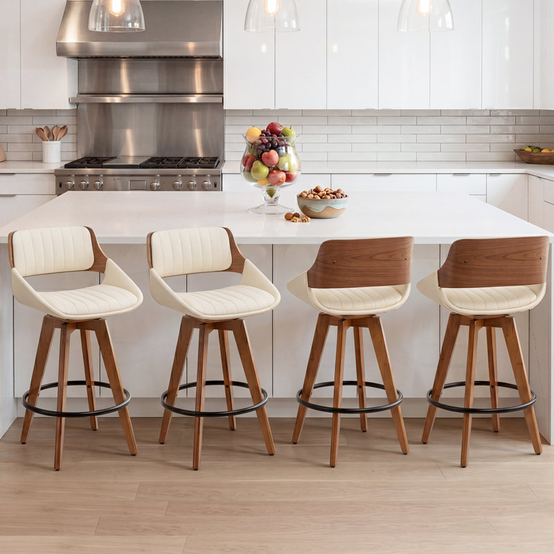 Irizarry Swivel Upholstered Bar Stools(Set Of 4), Beige