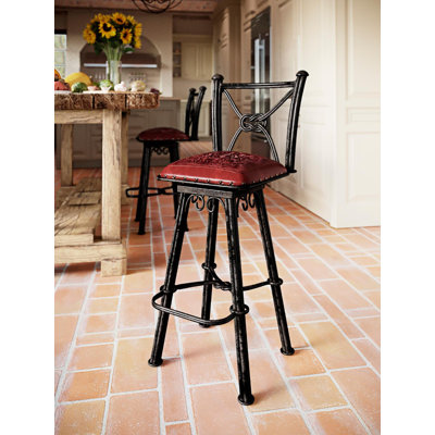 Maegan Swivel Upholstered Counter Stool with Metal Frame