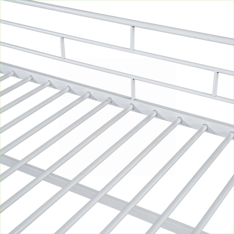 Lit mezzanine en métal et panneau de fibres à densité moyenne, finition blanche, taille simple avec escalier de rangement intégré pour chambre d'enfant
