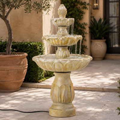Fontaine de jardin d'extérieur à 3 niveaux en résine Aurelial - H 45,27 po avec pompe