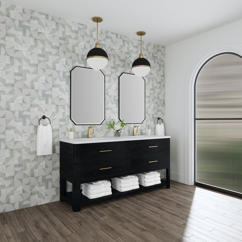 Lucian 72'' W Double Vanity, White Zeus, Single Hole
