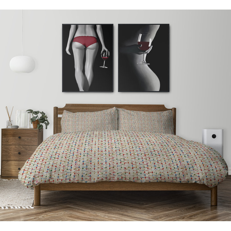 Polyester Twill Abstract Duvet Cover, King Duvet Cover + 2 King Pillowcases