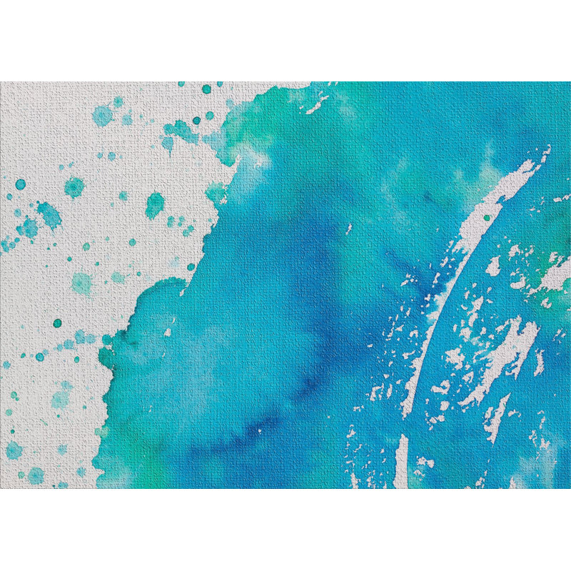Tapis sarcelle aquarelle, Rectangle 5 pi x 7 pi