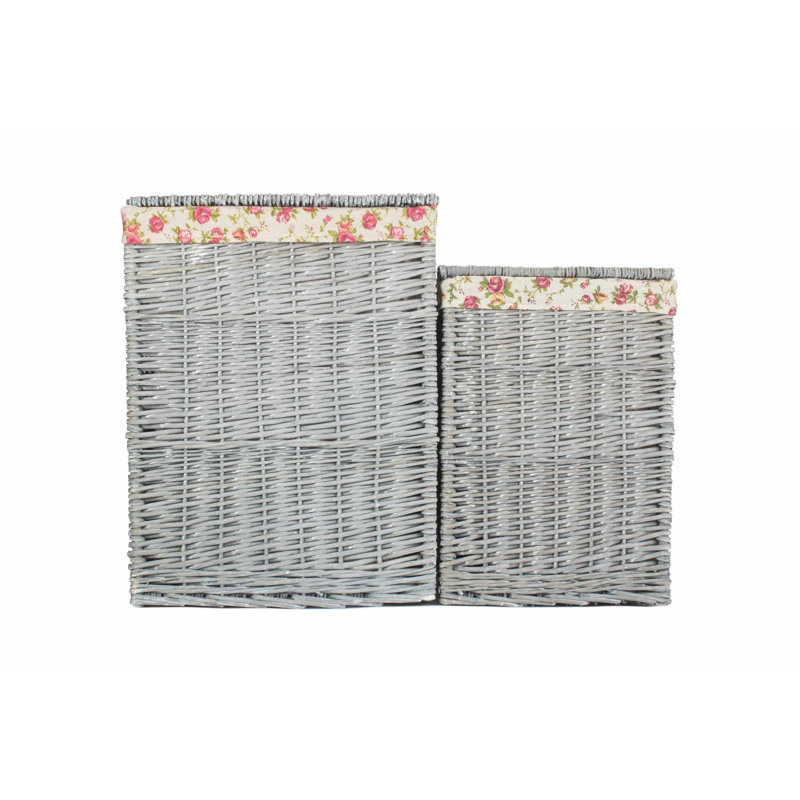 2 Piece Wicker Laundry Basket set with Lining