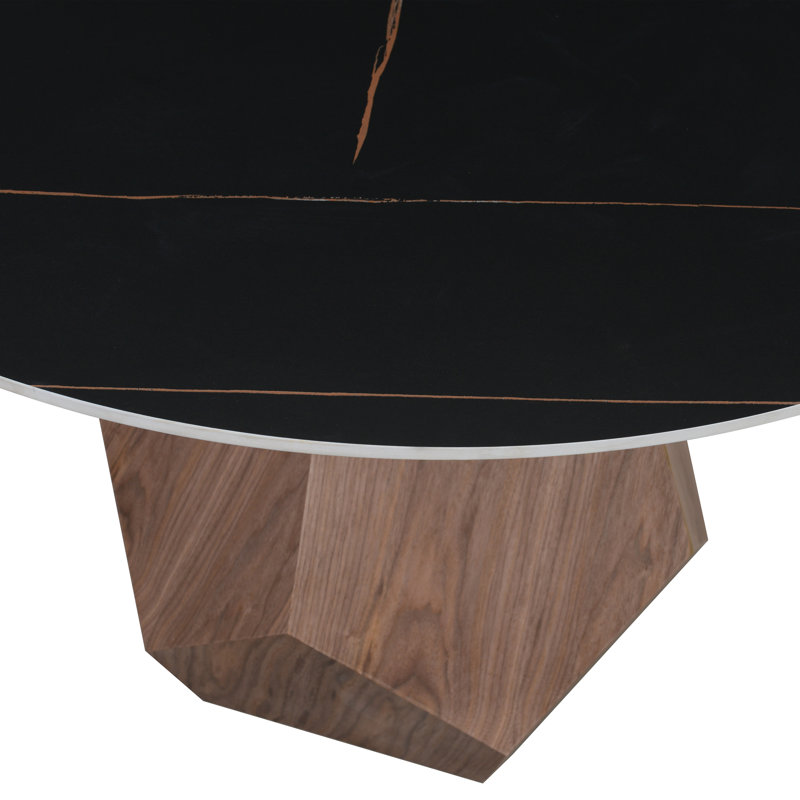 Table de salle à manger Gwinn, Pierre frittée noire