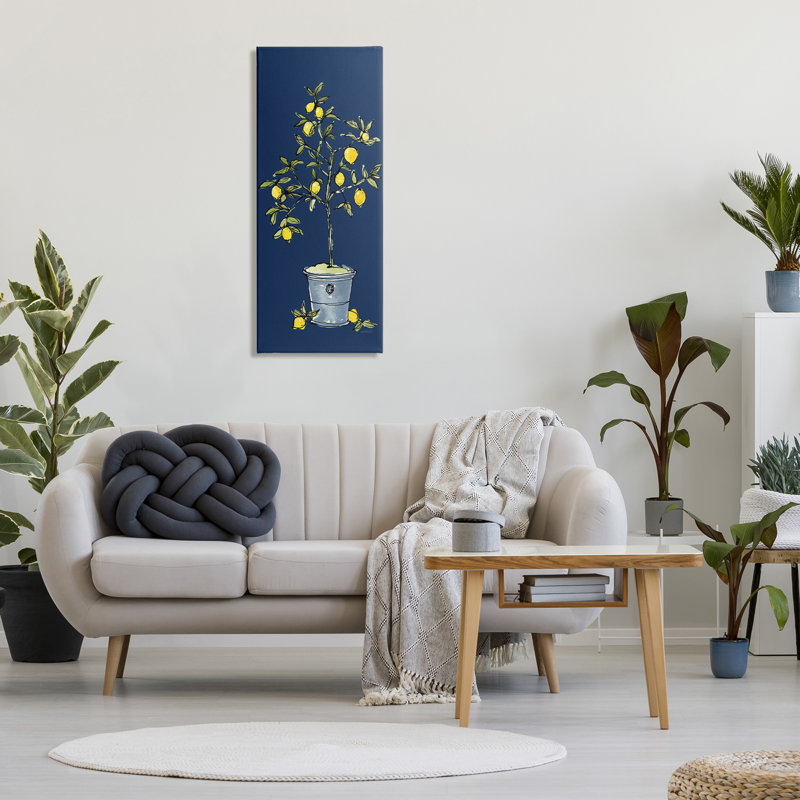 Art mural citron citronnier par Anne Tavoletti, H 40 po x l 17 po