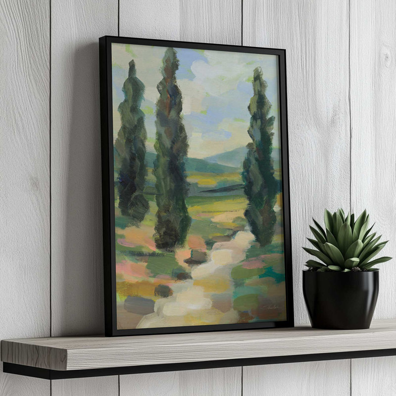 «Path in Tuscany» par Silvia Vassileva, reproduction d'art, H 24 po x l 18 po, Doré