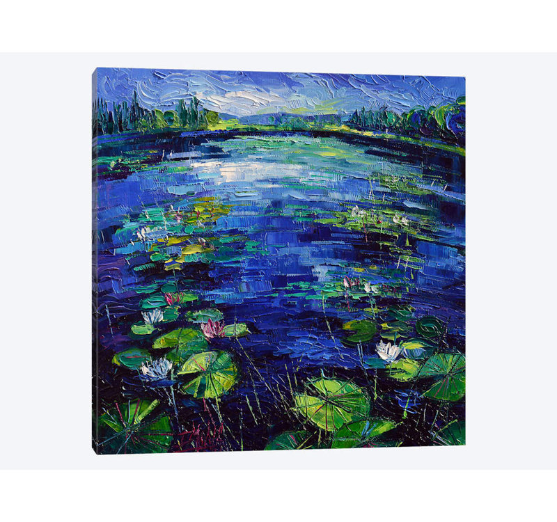 Nymphéas magiques - reproduction sur toile, H 12 po x l 12 po x P 1,5 po, Toile tendue, Pas de tapis