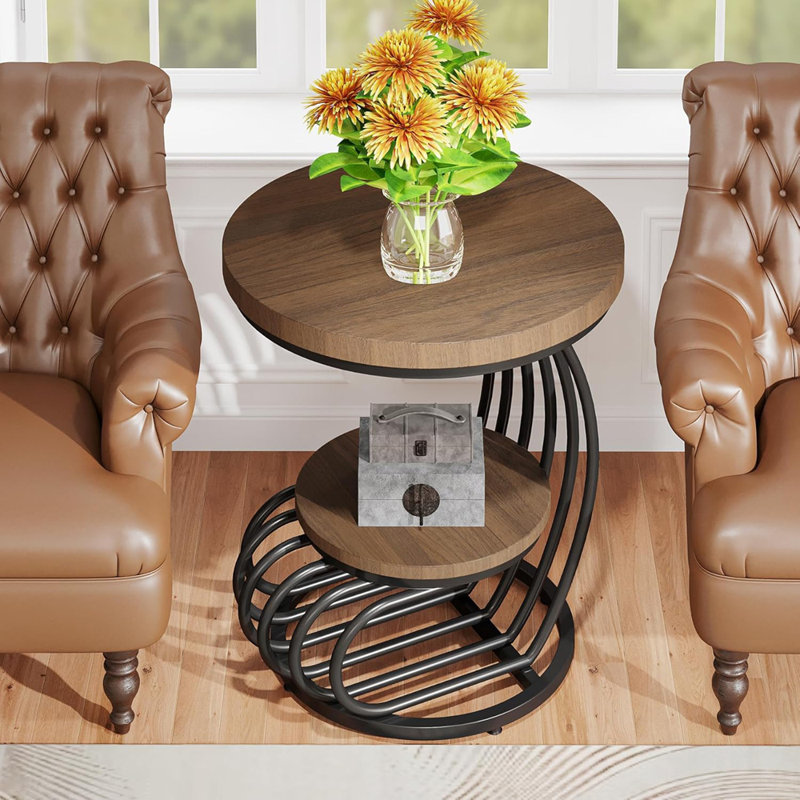 Ondray Side Table, End Table, Accent Table, Living Room Side Table, With Storage, Black, Light Brown