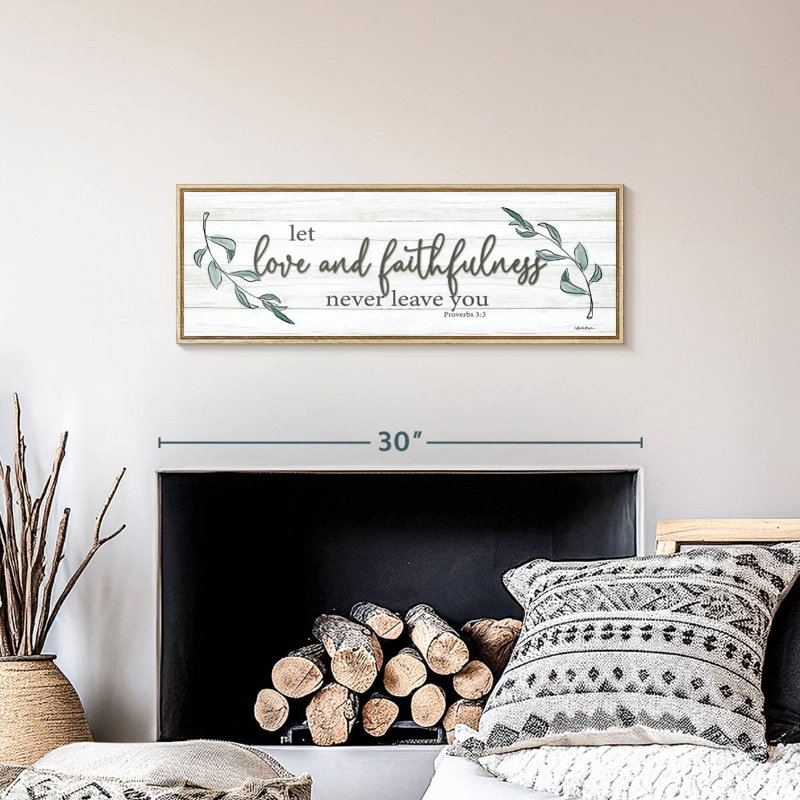 Love And Faithfulness, Floating Frame Natural Wood, 28" X 10"