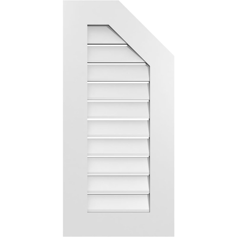 Half Octagon Top Right Surface Mount Signature Urethane Functional Gable Vent, Primed Tan, 34" H x 16" W x 1" D