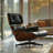 Genuine Leather Swivel Lounge Chair With Ottoman-1290575708-1290575704