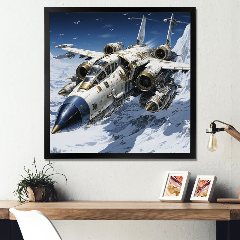 Avion militaire au combat - impression d'art mural militaire, H 36 po x l 36 po x P 1,5 po, Cadre simple noir