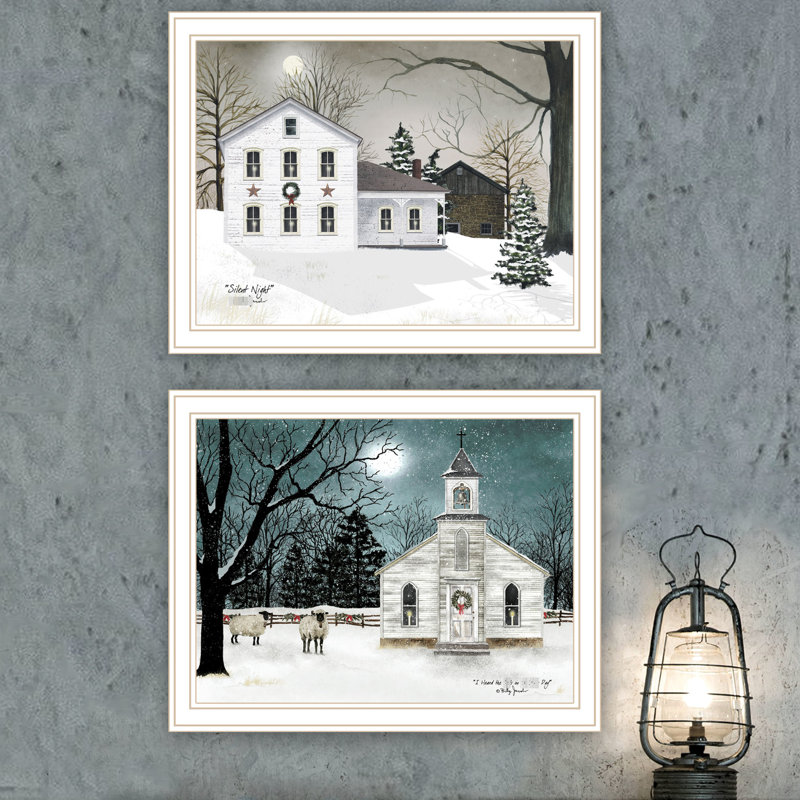 «2 Silent Night», art mural blanc encadré