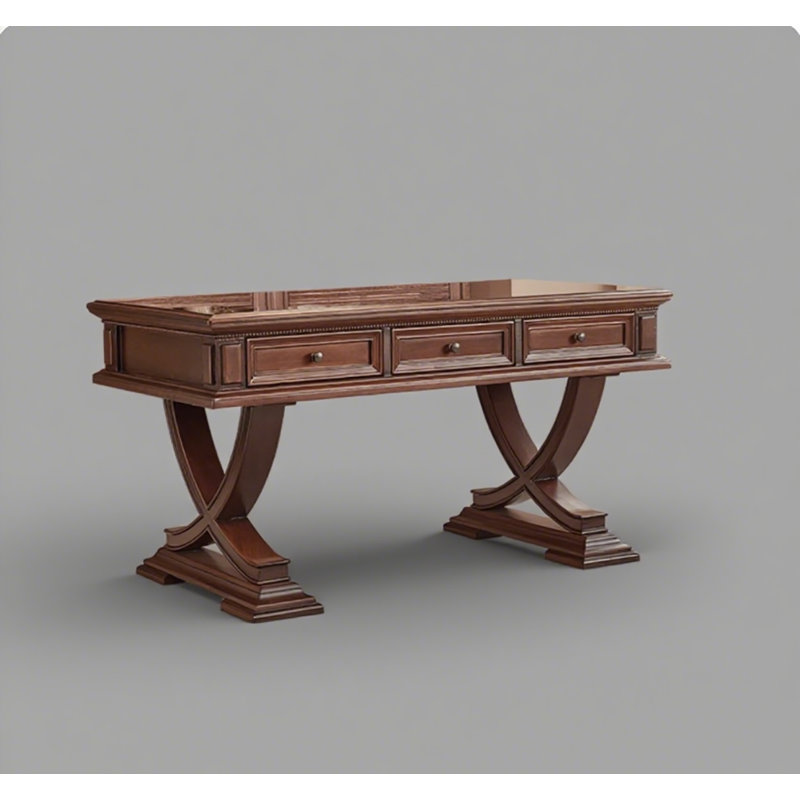 Bureau en bois massif American Classic: cadre en X et tiroirs de rangement