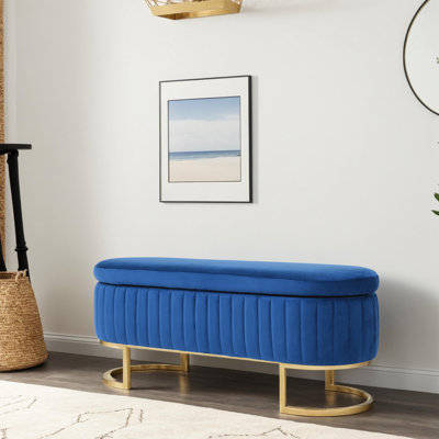 Banc de rangement rembourré en velours