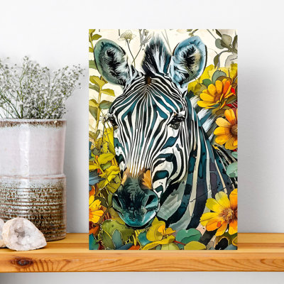 Vibrant Zebra Floral Vibrant Abstract Zebra Nature Tropical Wall Art Print 1 Piece Wrapped Canvas Wall Art