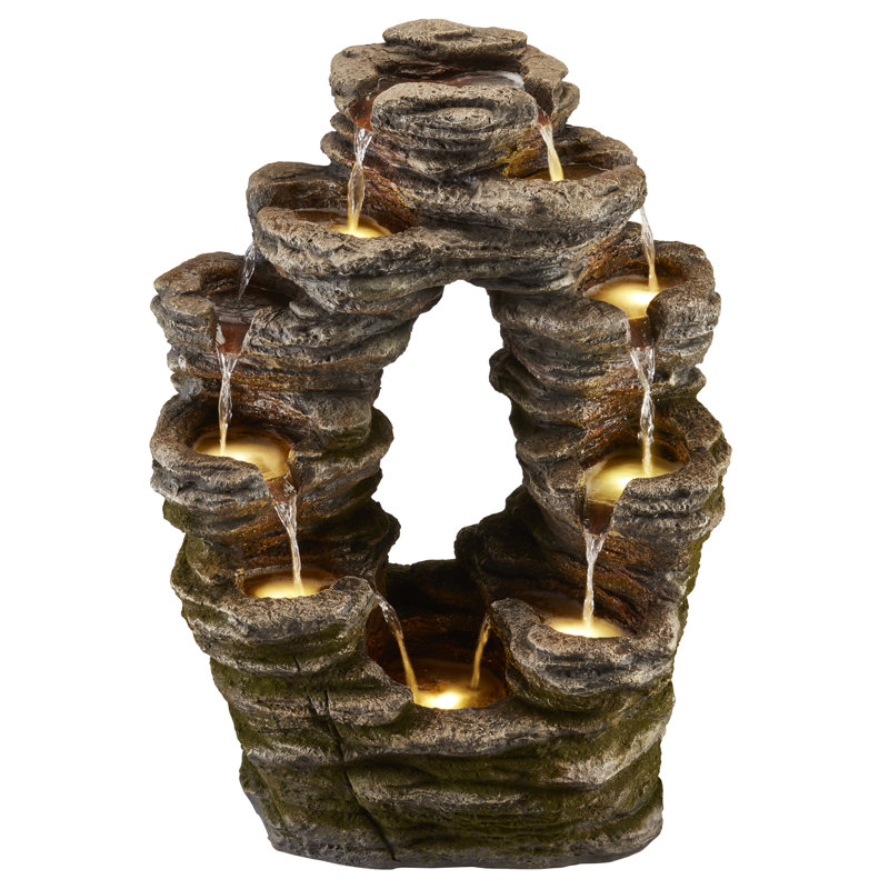 Bouvard Weather Resistant Floor Fountain with Light