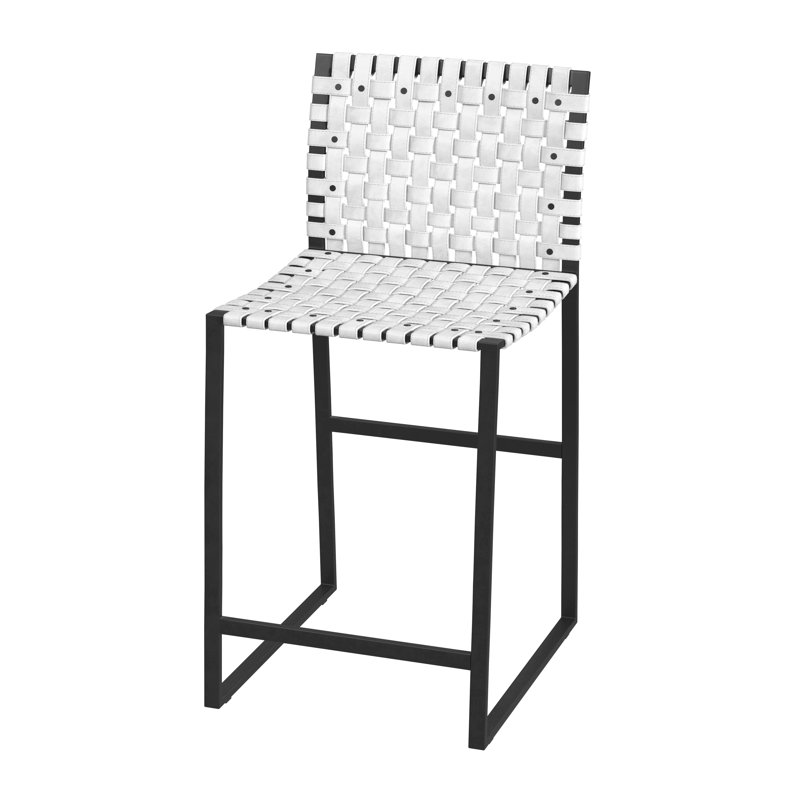 Butler Urban Brown Woven Leather Bar Stool, White/Black, Counter Stool (25" Seat Height)