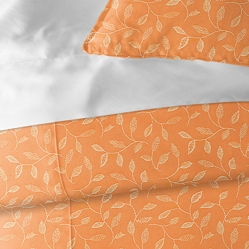Ensemble de housse de couette orange Valentina, Housse de couette grand, 2 taies décoratives et 2