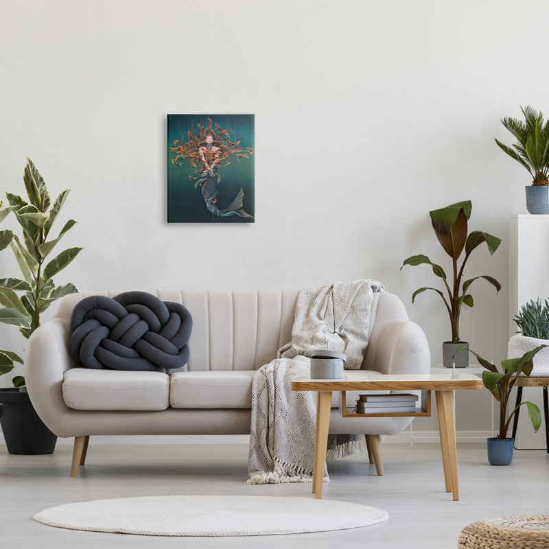 «Mermaid Fish Swirling», peinture sur toile, H 20 po x l 16 po x P 1,5 po