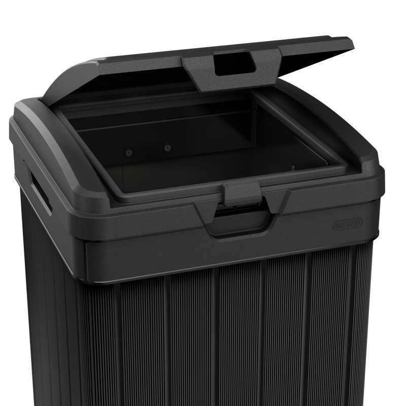 Baltimore Black Plastic Outdoor Trash Can with Pull-out Drawer