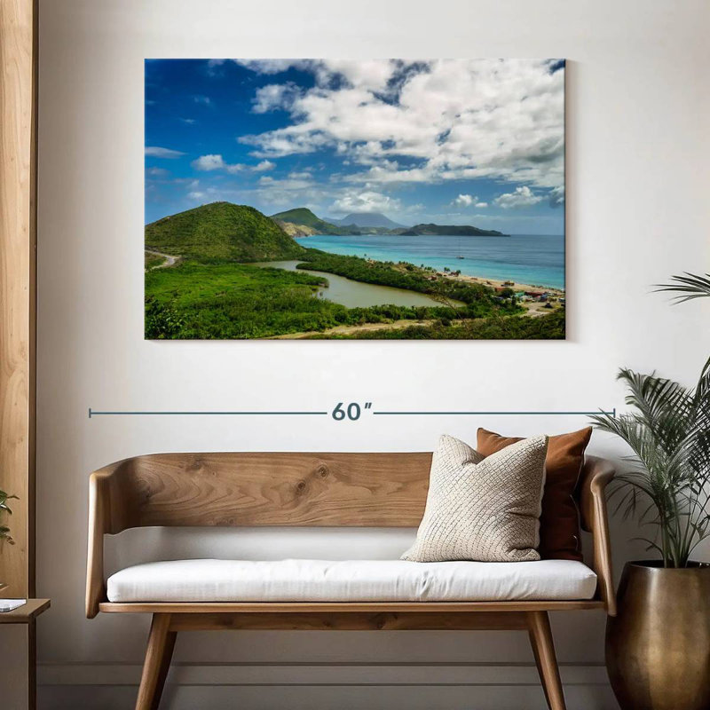 Kavia vue de l'île Saint-Kitts, H 32 po x l 48 po