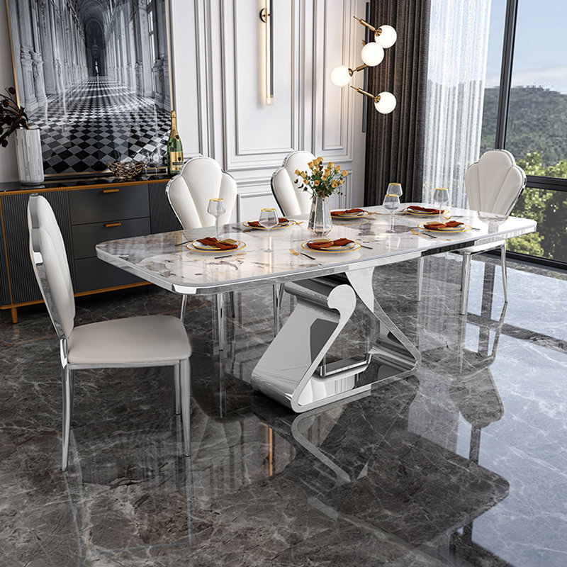 Ensemble de salle à manger Ardenia, Blanc / gris clair, H 29,53 po x L 70,87 po x l 35,43 po