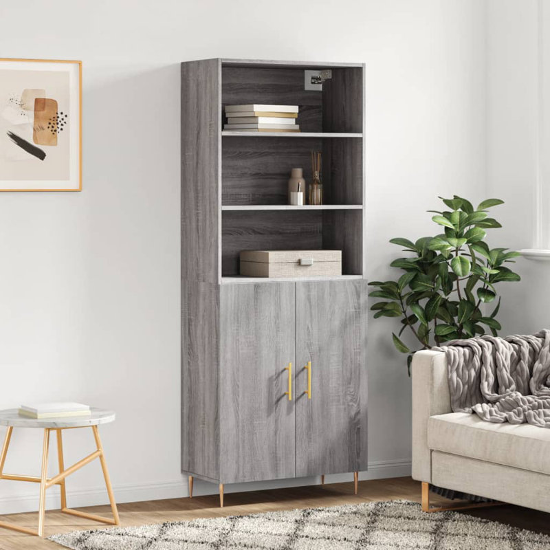 Curtisville 180cm H x 69.5cm W Standard Bookcase, Grey Sonoma