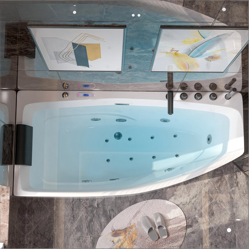 Baignoire de trempage profonde en angle 55,12 po x 28,35 po, 22.83" H x 28.35" W x 55.12" L