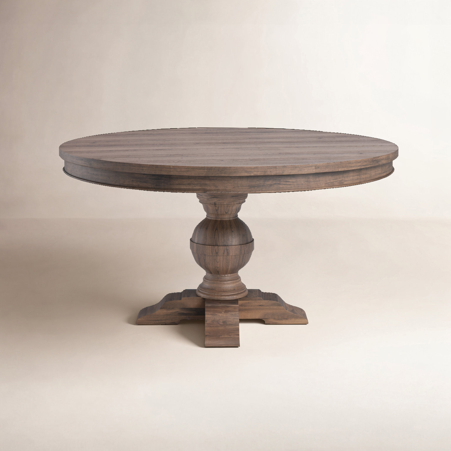 Marlowe Round Dining Table, Weathered Teak, 31" H x 48" W x 48" D