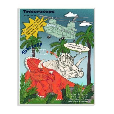 «Dinosaur Facts Fun Triceratops Information Mock Comic» par Sangita Bachelet - impression d'art graphique