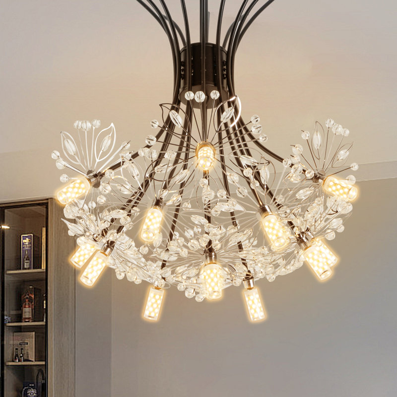 Tête de lampe de style lustre moderne en cristal 13 lumières à hauteur réglable G4