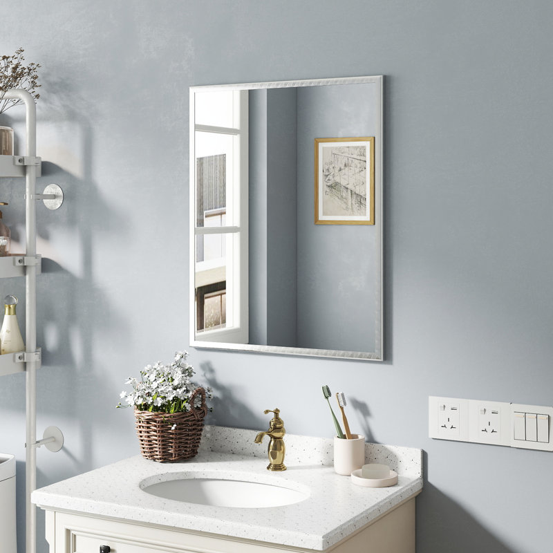 24 po, aluminium, argent, miroir de salle de bain, cadre, petites salles de bain à reflet transparent, cadre réfléchissant