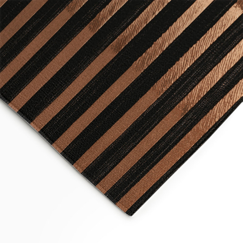 Tapis intérieur / extérieur brun HorizontalStripes, Rectangle 9 pi x 12 pi