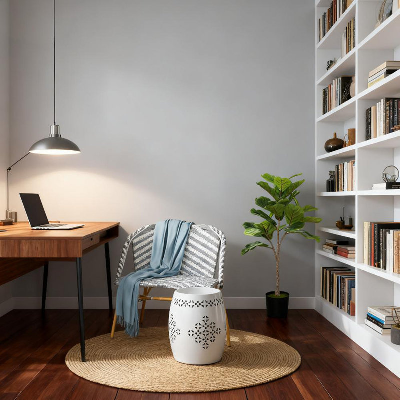 Artificial Fiddle Leaf Fig Tree,  Potted Plant with Flocked Soil for Home Office Decor(Only 1Pcs Artificial Fiddle Leaf Fig Tree)
