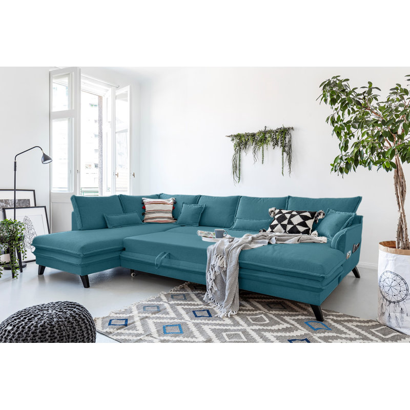 Charming Charlie Upholstered Corner Sofa, Left Hand Facing, Turquoise