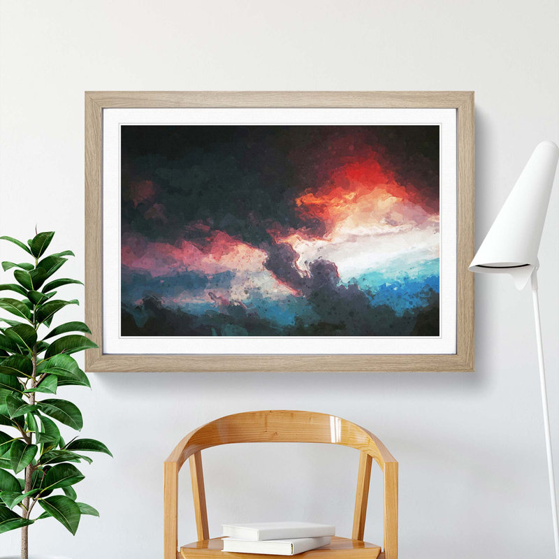 Dancing Sky in Abstract - Picture Frame Graphic Art Print, 27cm H x 36cm W x 2cm D, Oak Framed